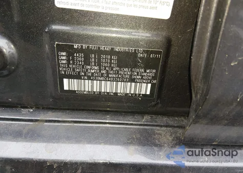 2011 Subaru Legacy 2.5I Prem Awp z USA, uszkodzony, nr VIN 4S3BMBC64B3260783